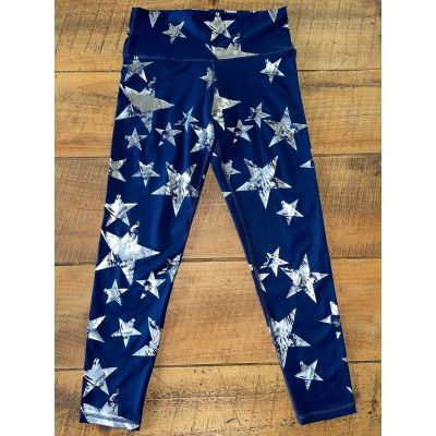 Womens Aerie Navy Blue Silver Star Stretchy Ankle Length Leggings Size Medium