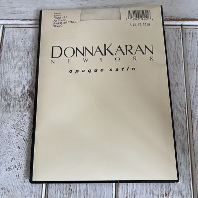 VTG Donna Karan New York Opaque Satin Ivory Pantyhose All Sheer Size Small 222