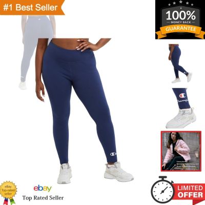 Comfortable High-Waisted 7/8 Women's Leggings in Plus Sizes - Athletic Navy