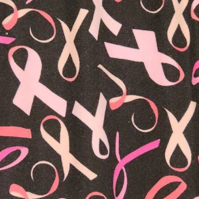 Black Leggings W/ Pink Ribbons  Sz (3x-5x) EUC BREAST CANCER AWARENESS