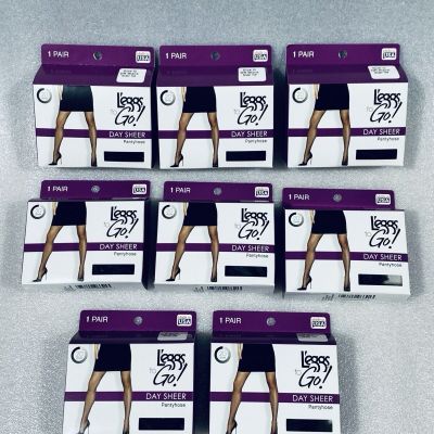 Lot Of 8 New - L'eggs to Go! Day Sheer Pantyhose - Size Q - Off Black Sheer Toe