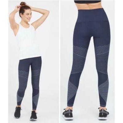 SPANX Women's NWT Blue Indigo Sky Look At Me Now Seamless Moto Leggings Medium