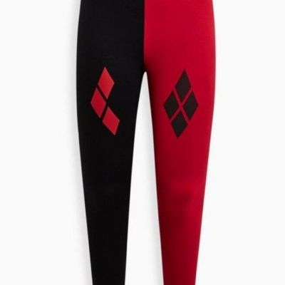 Torrid 3 DC Comics Harley Quinn Diamond Leggings Plus Size 22-24 Red Black NWT