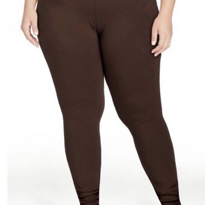 Terra and Sky Women’s Chocolate High Rise Full Length Leggings 2X (20W-22W) NWT