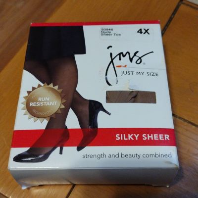 Just My Size Silky Sheer Run Resistant Pantyhose Size 4x Nude