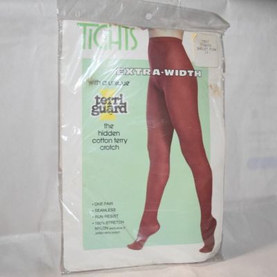 Vintage Terri Guard EXTRA-WIDTH tights pantyhose seamless run-resist Pink 1X