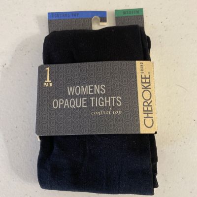 Cherokee Tights Control Top Opaque Medium Black New