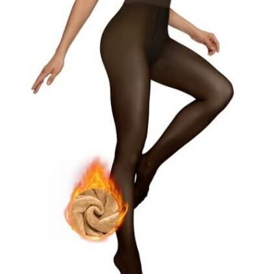 Fleece Lined Tights for Women Small-Medium Black Sheer 220g-Thin Fleece