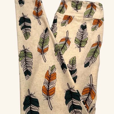 NEW LuLaRoe OS Leggings TAN Feather Bird UNICORN COLLECTION Animal Zoo Tribal