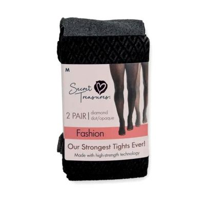 Secret Treasures Fashion Diamond Dot Womens S Tights/Hosiery 1 Black &1 Gray NEW