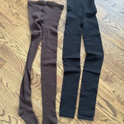 2 Women’s Tights Sz M - H&M & Anthro - Brown & Black