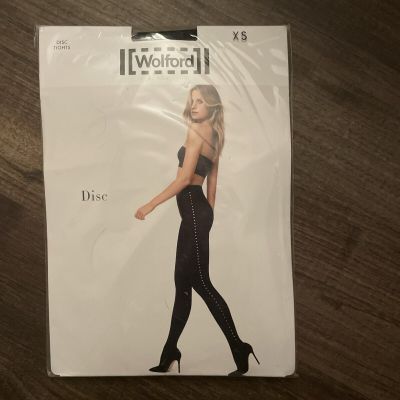 New Wolford Disc Black & Silver Tights In Sz XS Dressy