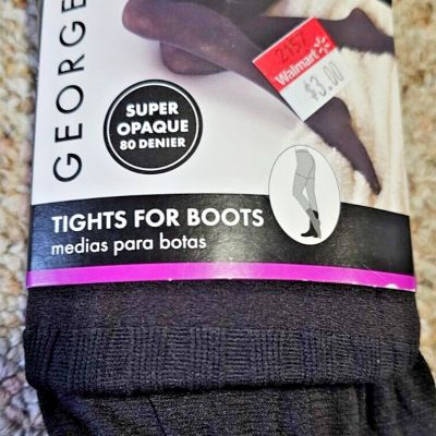 George, Control Top Tights Size 5 Black GT7CM Nylon Spandex, New