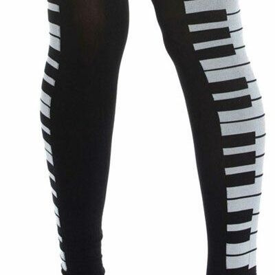 NEW Foot Traffic PIANO KEYBOARD Footless Tights Yoga Pants ADULT Goth Rock Music