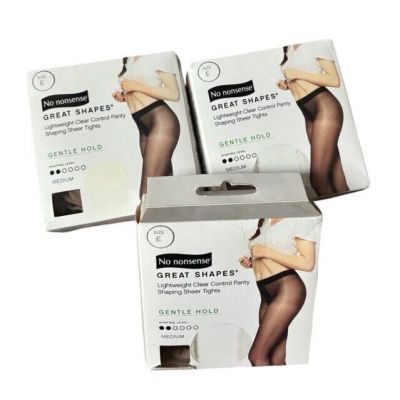 (3) No Nonsense Great Shapes Size E Tan Shaping Sheer Gentle Hold Pantyhose