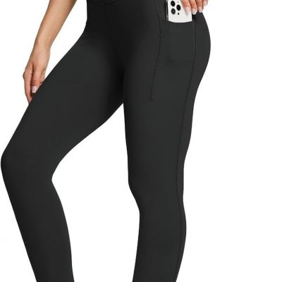 BALEAF Women's Leggings with Pockets Tummy Control Workout High Medium, Black