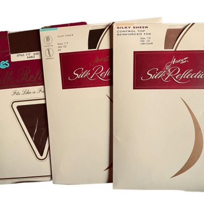 Hanes Silk Reflections Pantyhose 3 Pack Control Top Sheer Assorted CD Fit