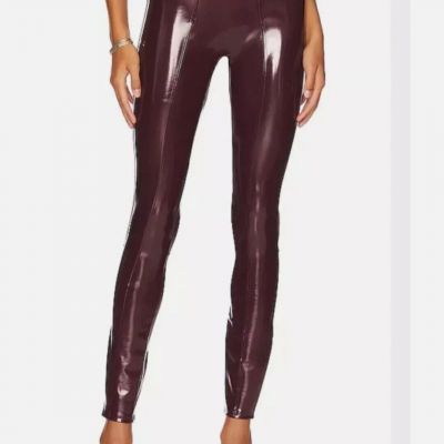 SPANX Faux Patent Leather Liquid Gloss Leggings Pants Ruby Size LARGE NEW