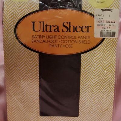 Evan Picone Size Small Ultra Sheer Vintage Pantyhose OFF BLACK  Nos