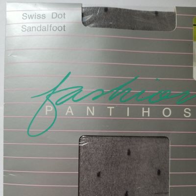 Pantyhose JC Penney Fashion???? Swiss Dot Sandaalfot Average Off Black NOS Vintage