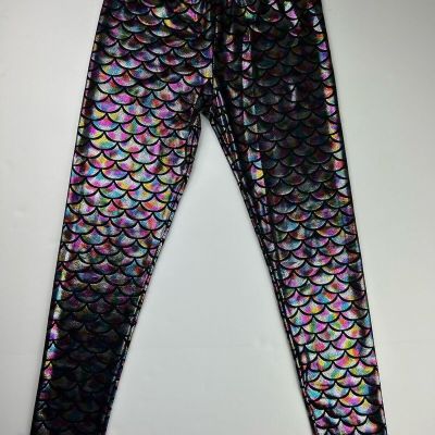 ???? Women’s Rainbow Leggings Sz. Small Shiny Scale Pattern Multicolor FUN