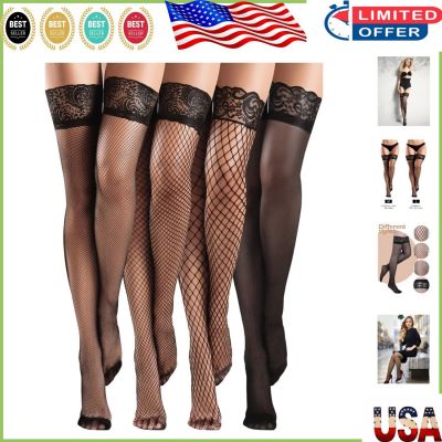 Versatile Fishnet Thigh High Stockings - 4 Pairs for Effortless Outfit Matching