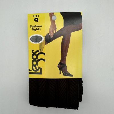 Leggs Fashion Tights Herringbone Pattern Brown Size Q Hanes Brand 2008