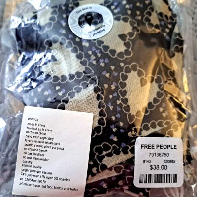 ANNA SUI Free People Black Ivory Hearts Leggings  NWT $38  One Size