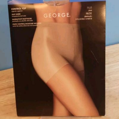 George Control Top Silky Sheer pantyhose style 4818 Nude size Plus