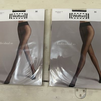 Wolford Women's Individual 10  M (12-14) 2 Black Bought At At Saks ($49.95 Each)