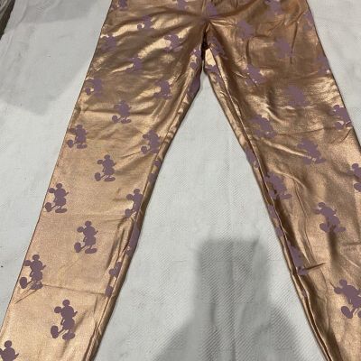 Disney Shiny Leggings With Purple Mickey Mouse All Over