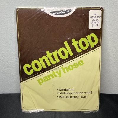 Vtg Temptation Hosiery Control Top Pantyhose Sandalfoot USA Flannel Gray Size B