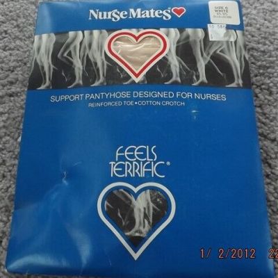 Vintage Nurse Mates Pantyhose In White Size C New