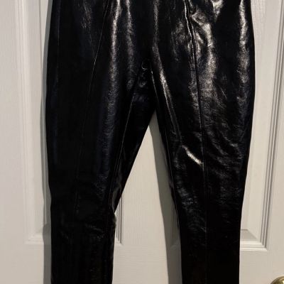 SPANX Faux Leather Patent Leggings Solid Black Size Small Petite