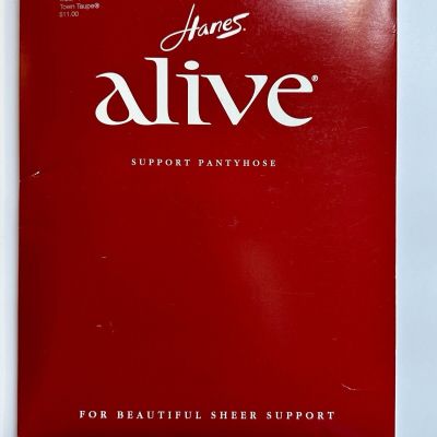 Vtg Hanes Alive Full Support Control Top Pantyhose 810 Town Taupe Size F New