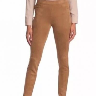 MAX STUDIO FAUX SUEDE WOMENS LEGGINGS Tan Beige Stretch Fall