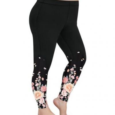 Plus Size Legging for Women Legging Pants Stretch Comfy 5X A02- Flower 2