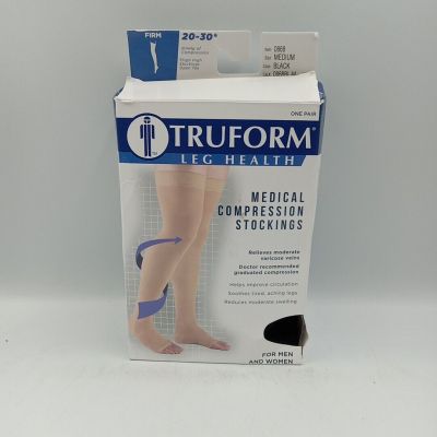 Truform Stockings THIGH HIGH•OPEN TOE•Dot Top: 20-30 mmHg M BLACK (0868BL-M)..31