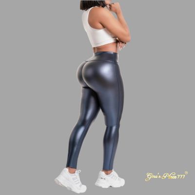 WOMENS HIGH WAISTED SHAPING ACTIVEWEAR SPORTS ATHLETIC LEGGINGS BLUE/SHAPE LINE