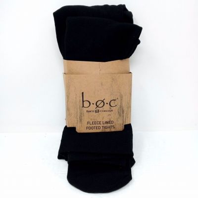 B.O.C. Born Concept 2-Pair Black Fleece Lined Footed Tights - Size S/M