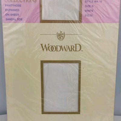 Vtg Woodward European Collections Pantyhose White W/ Design Size B NOS Entwined