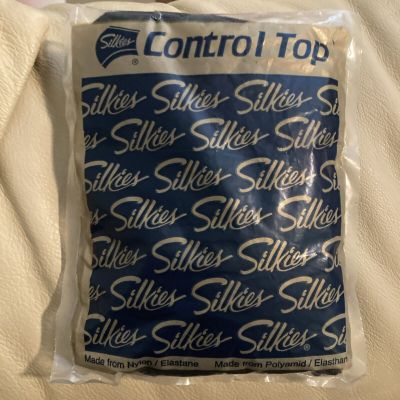 Vintage Silkies Control Top Hose Support Legs Nylon Medium Navy Blue 727/137 USA