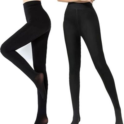 Winter Warm Opaque Women's Fleece Line Tights High Waist Elastic Thick Thermal