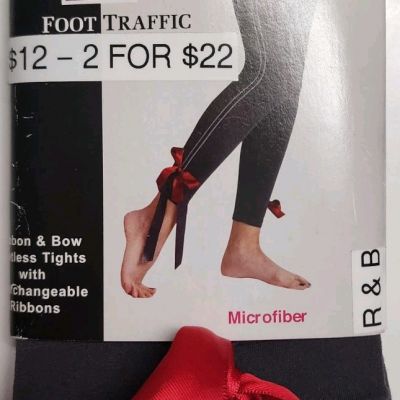 Foot Traffic Ribbon And Bow Footless Tights With Ribbon