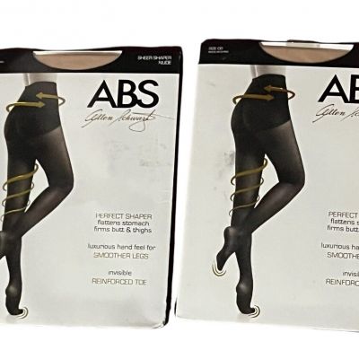 ABS Allen Schwartz Perfect Shaper Pantyhose Tights Nude Size CD - Set Of 2 - New