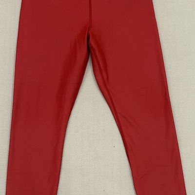 Zyia Active Leggings High Rise Faux Leather Effect 7/8 Ankle Red Size 12