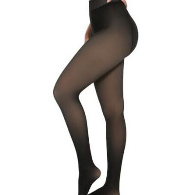 Fleece Lined Tights for Women - Translucent Thermal Fleece Lined Sheer Medium