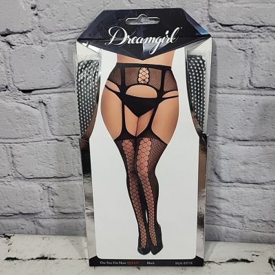 Dreamgirl Garter Fishnet Suspender Pantyhose Stockings Black Womens Queen OSFM