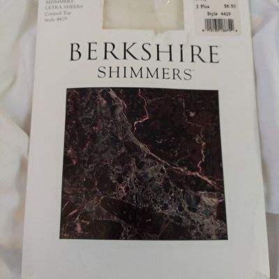 Vintage Berkshire Shimmers Ultra Sheer Control Top Pantyhose, IVORY Size 2/Plus