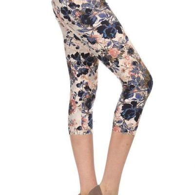 FASHNZFAB Women's Multi-color Print, Cropped Capri Leggings In A Fitted Style